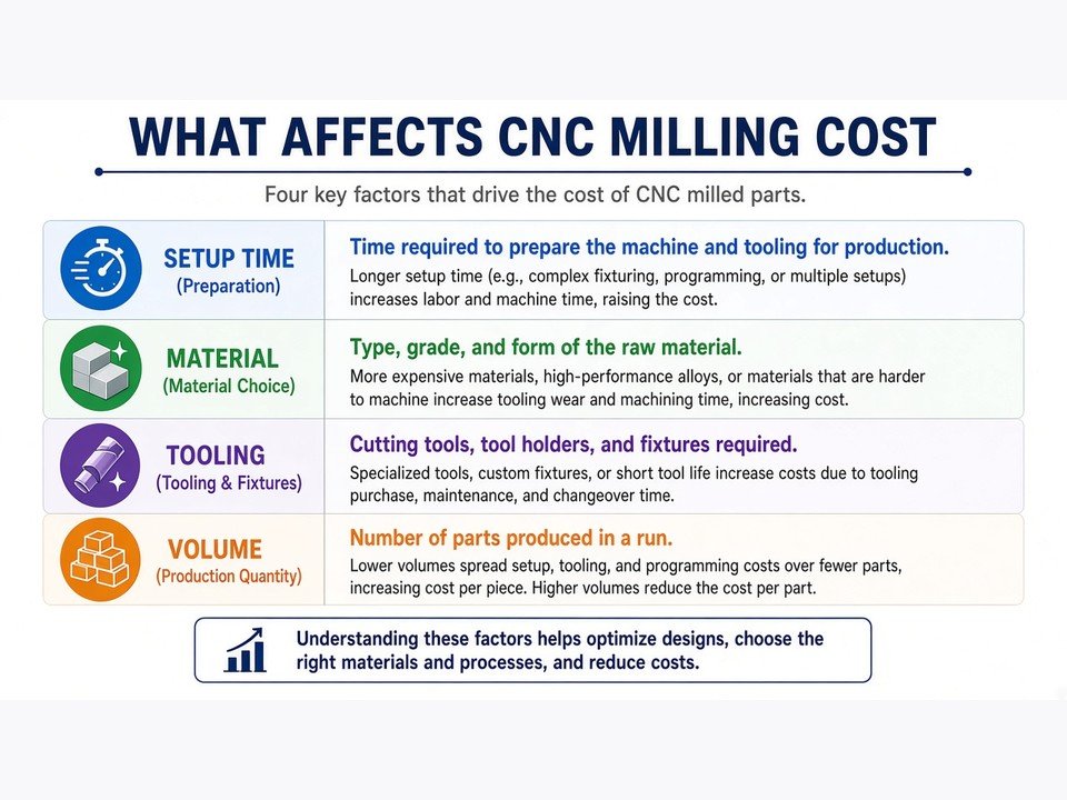 CNC milling machine cutting a precision metal component