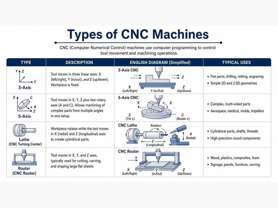 Types of CNC Machines: Complete Guide to Varieties and Uses