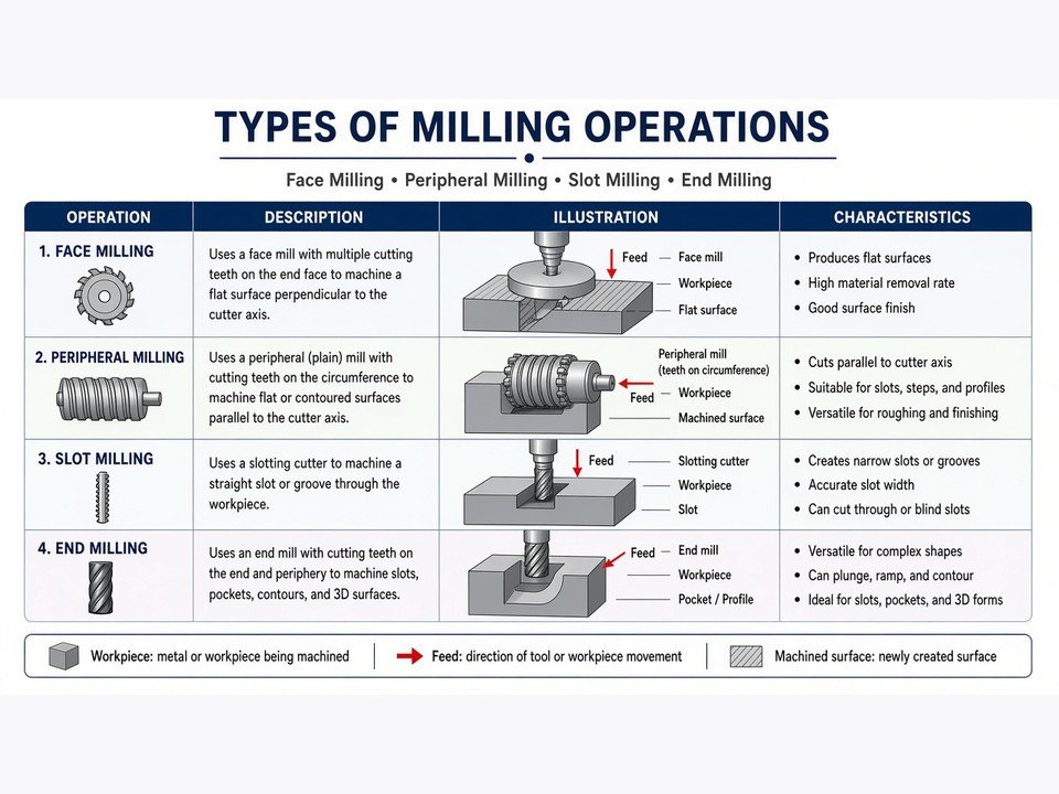 Milling cutter removing material from a secured workpiece on a CNC milling machine