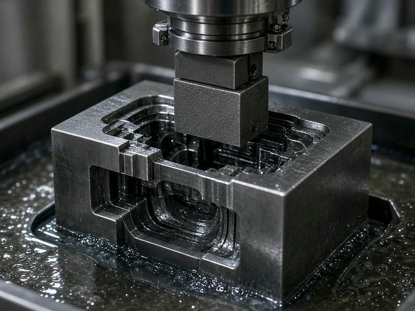 Sinker EDM machining for a complex tooling cavity